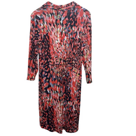 CAbi Watercolor knit jersey shirt dress. 1/4 button V neck. Women’s M - Picture 5 of 6